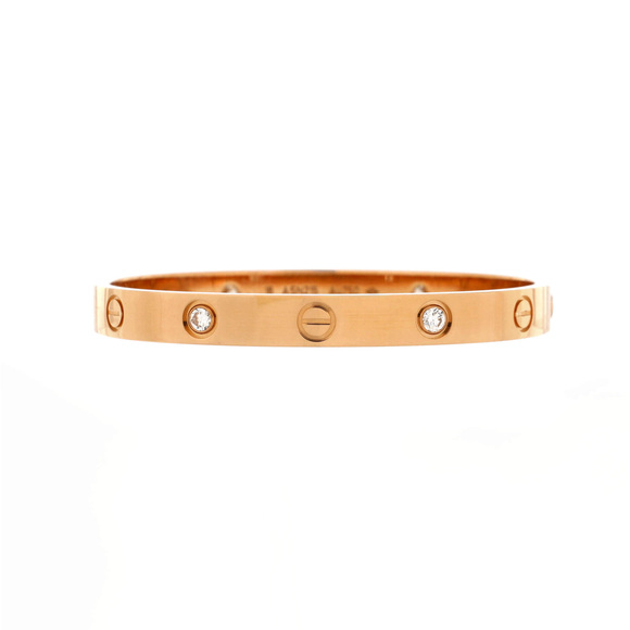 Cartier Love 4 Diamond Bracelet 18K Rose Gold with Diamonds - Picture 1 of 3